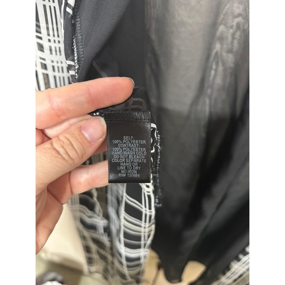 Torrid Plaid Shirt Dress Sheer Size 5 Black White Sleeveless Button Front Laye - Picture 3 of 5